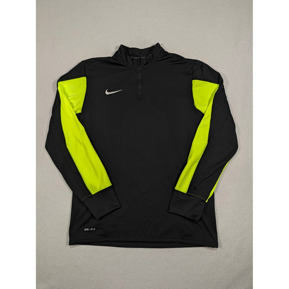 Nike Dri-FIT Mens Jacket 1/4 Zip Top Black Volt Yellow Medium